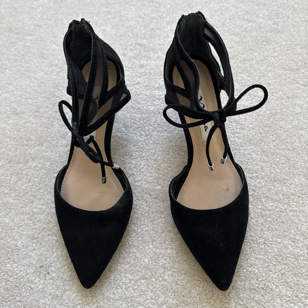 Nina Black Mesh Heels